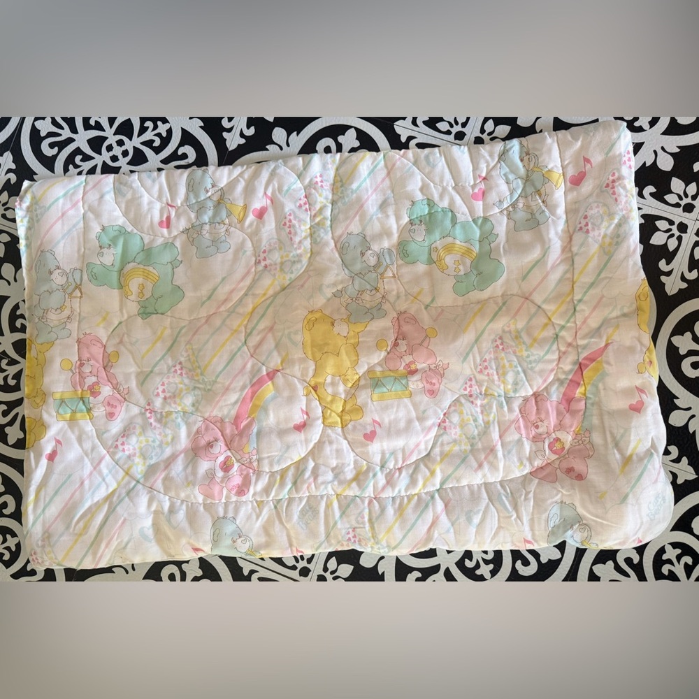 Curity Care Bears Vintage 90s Zip Up Baby Crib Blanket